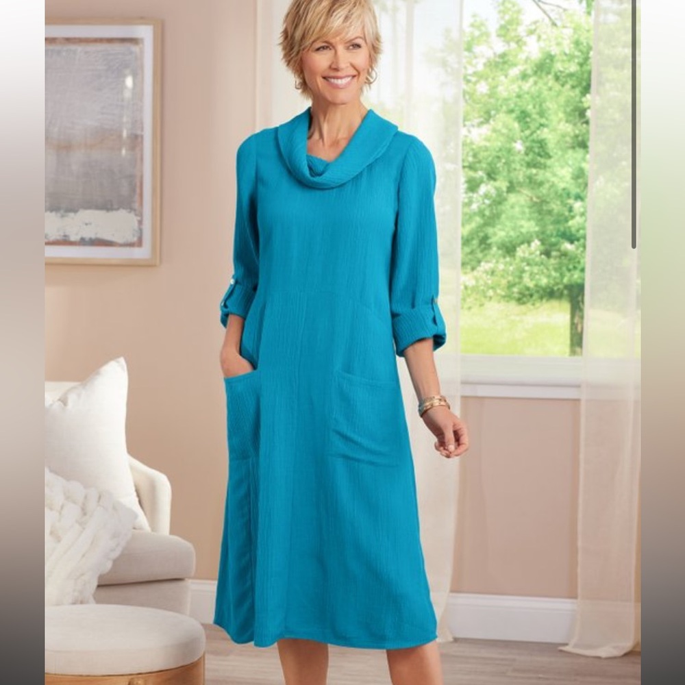 EVERLY GAUZE DRESS blue size 2x